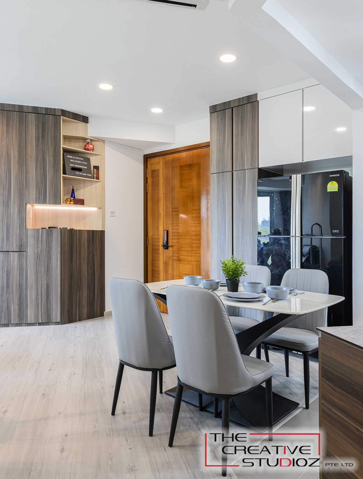 Scandinavian Dining Room with Downlights and Dining Table