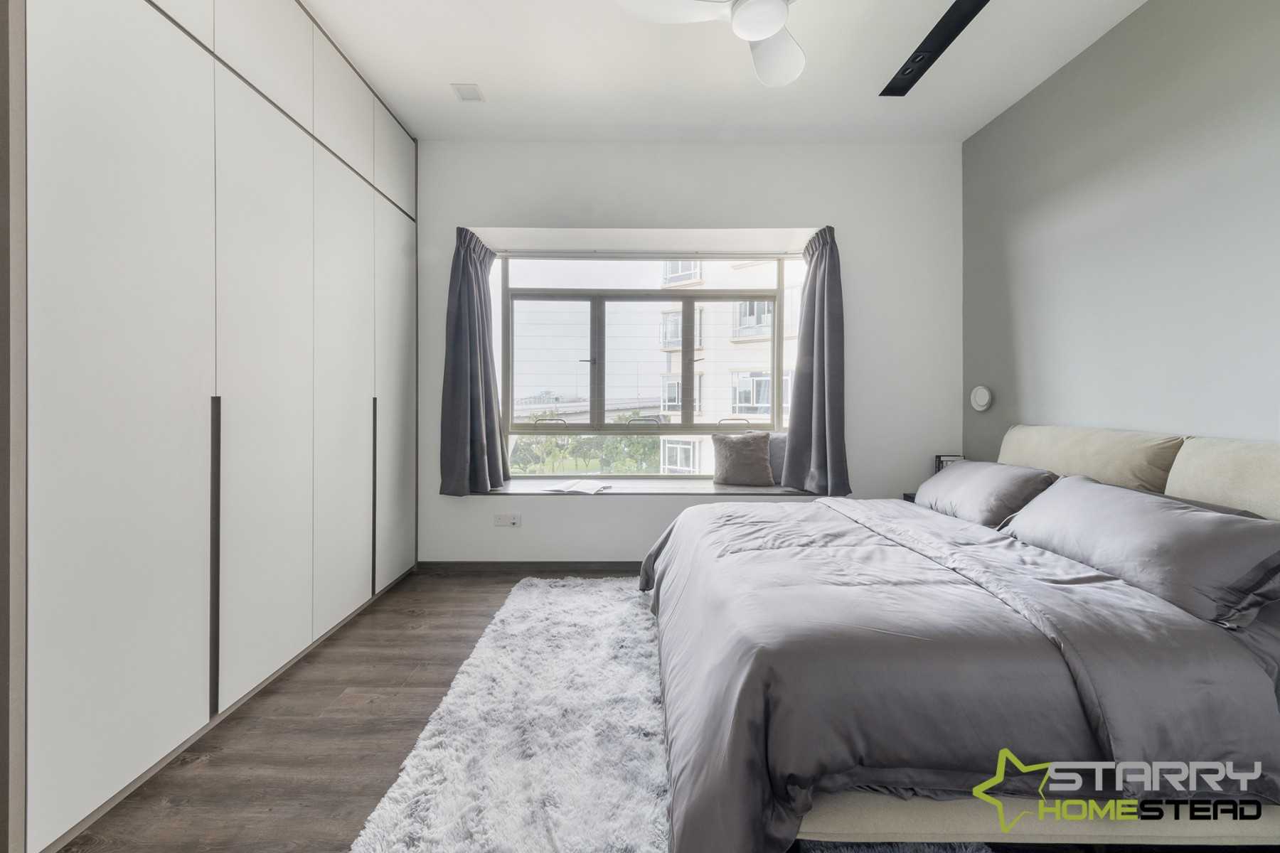 Modern Bedroom with Wardrobe and Bed