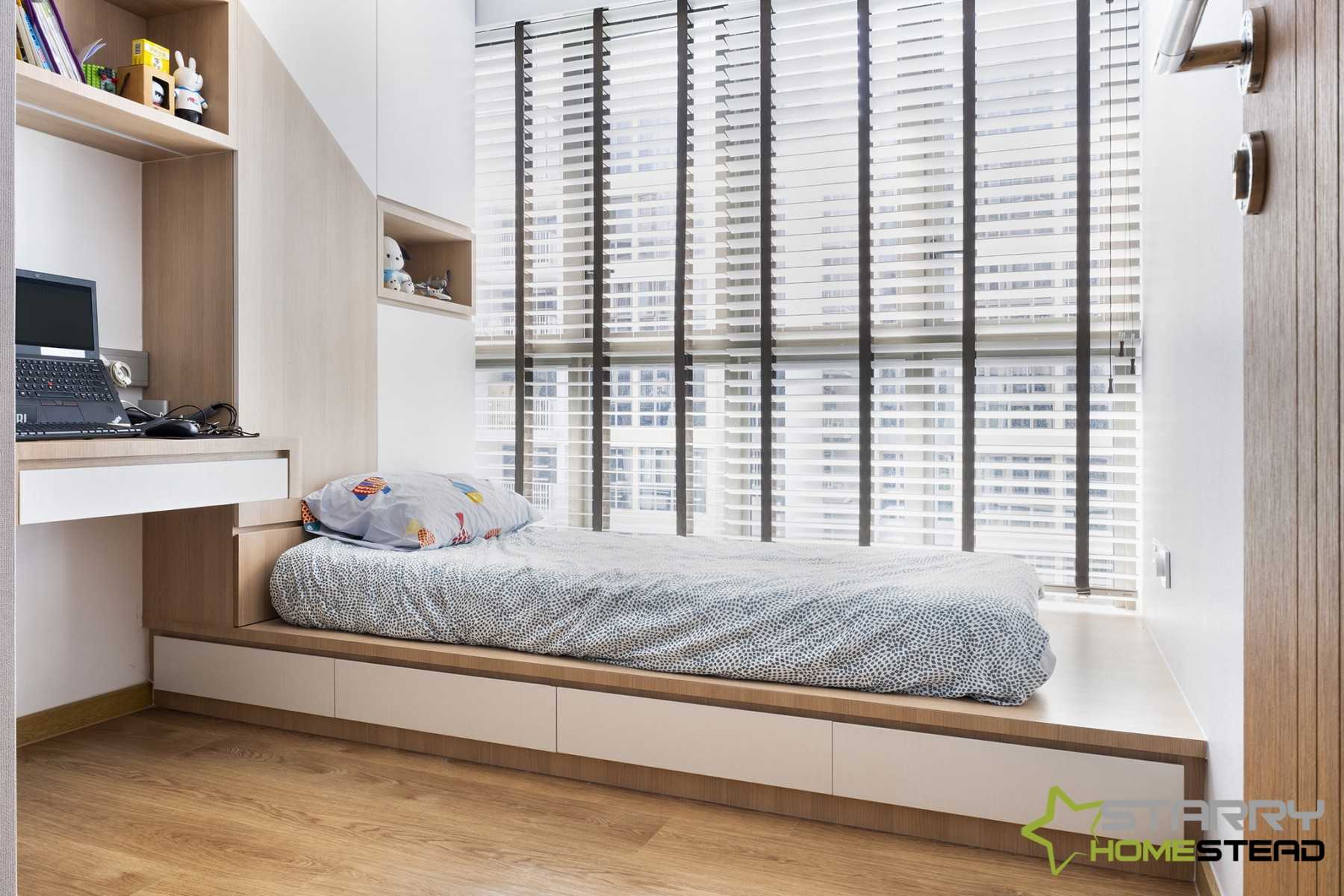 Scandinavian Bedroom with Platform Bed and Bed