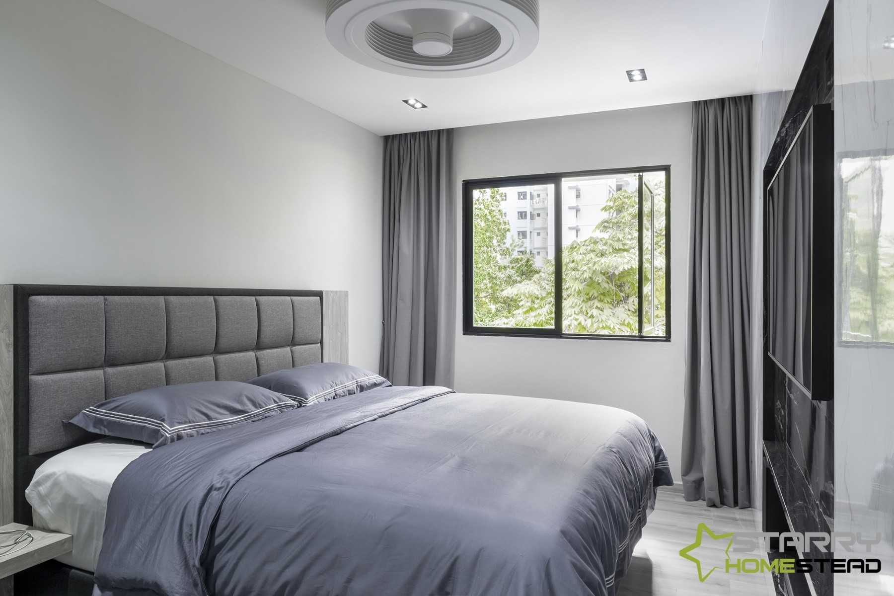Contemporary Bedroom with TV and Bed