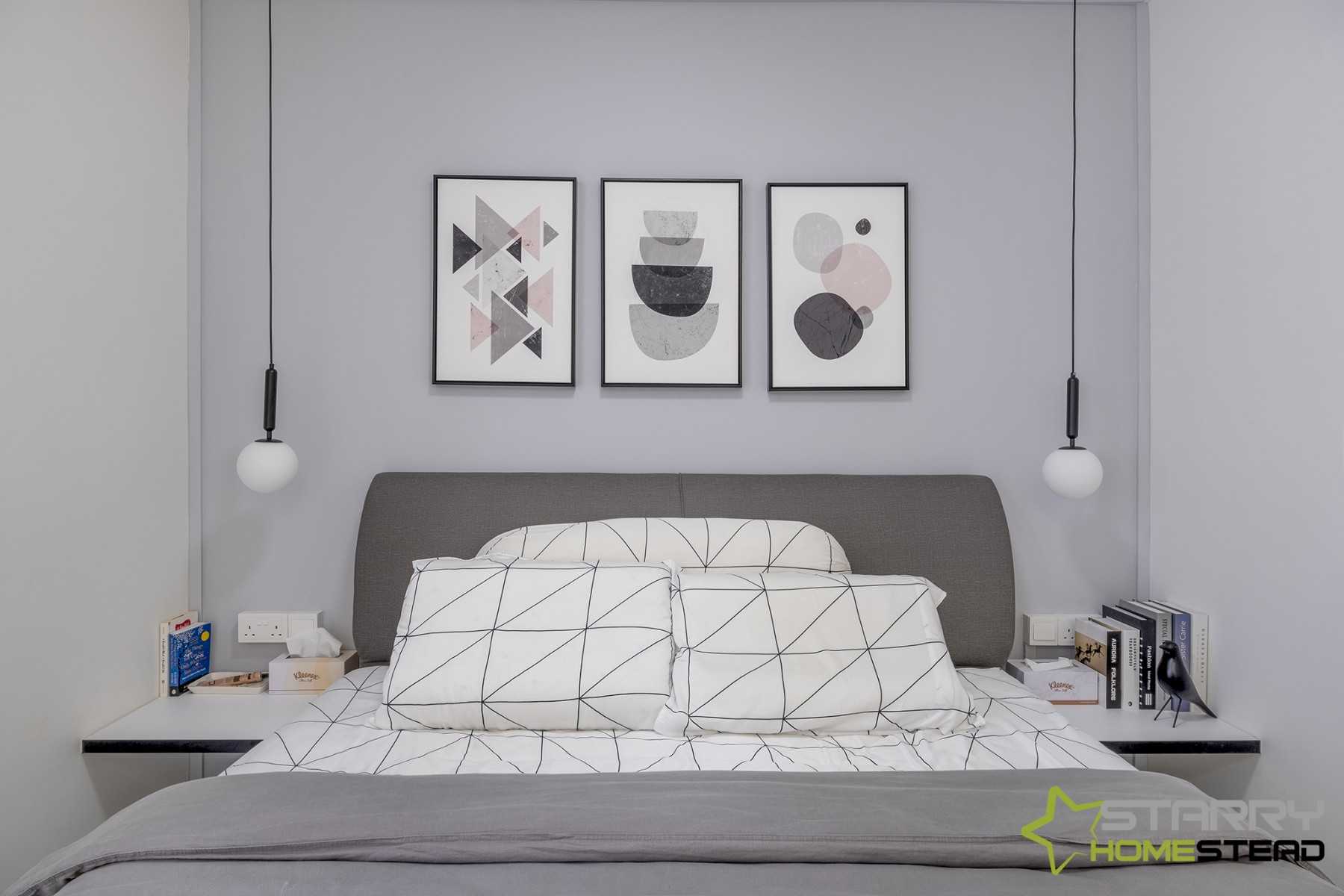 Minimalist Bedroom with Artwork and Bed