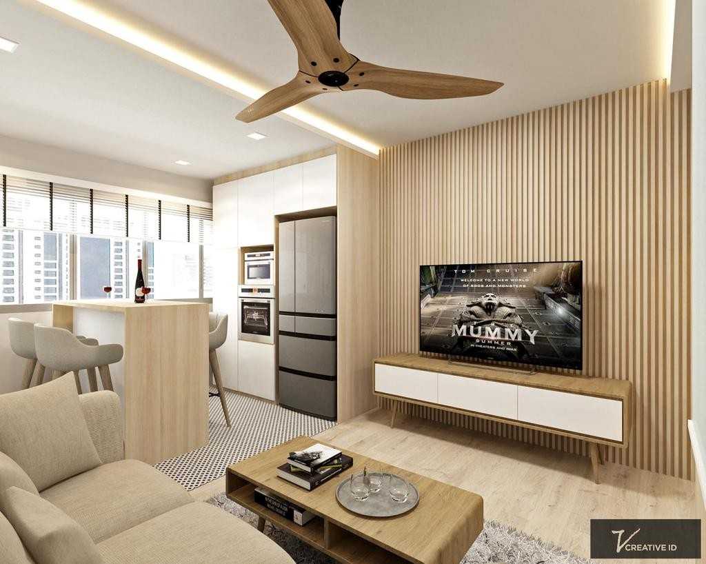 Scandinavian Living Room with Vinyl Flooring and Wood Flooring