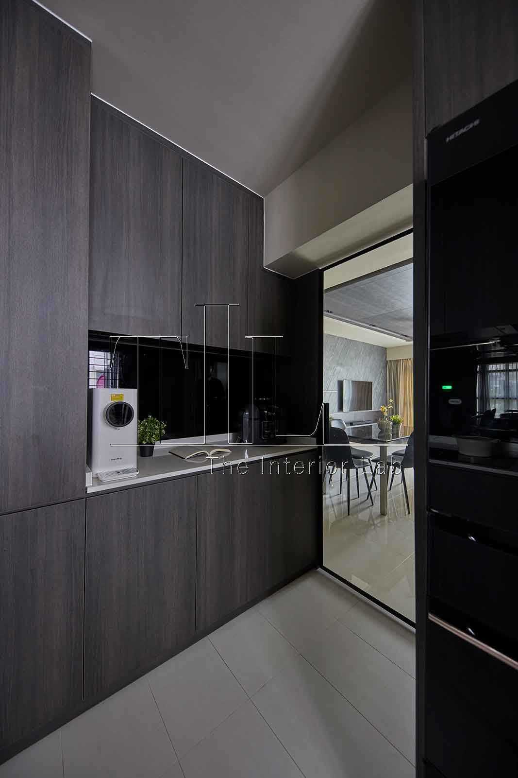 Contemporary Kitchen with Glass Door and Kitchen Backsplash