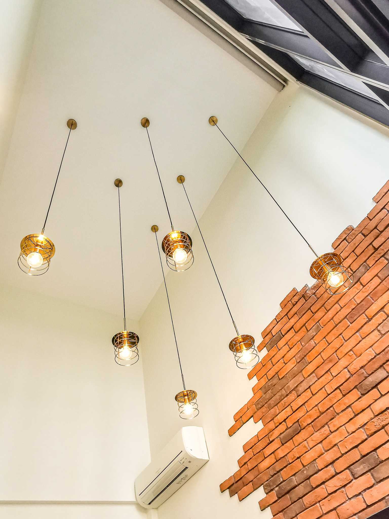 Eclectic Living Room with Feature Wall and Ceiling Light