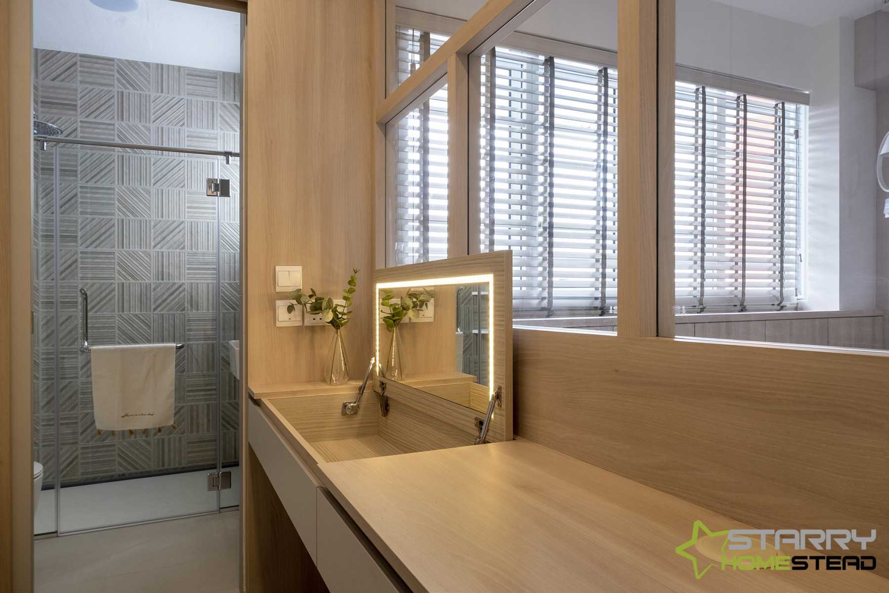 Scandinavian Bedroom with Dressing Table and Toilet Bowl