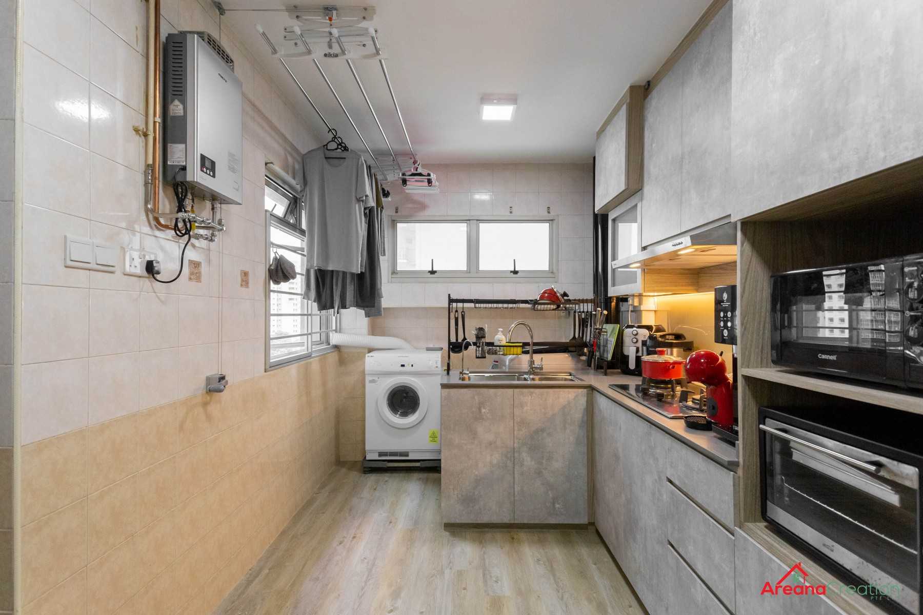 Industrial Kitchen with Kitchen Window and Kitchen Backsplash