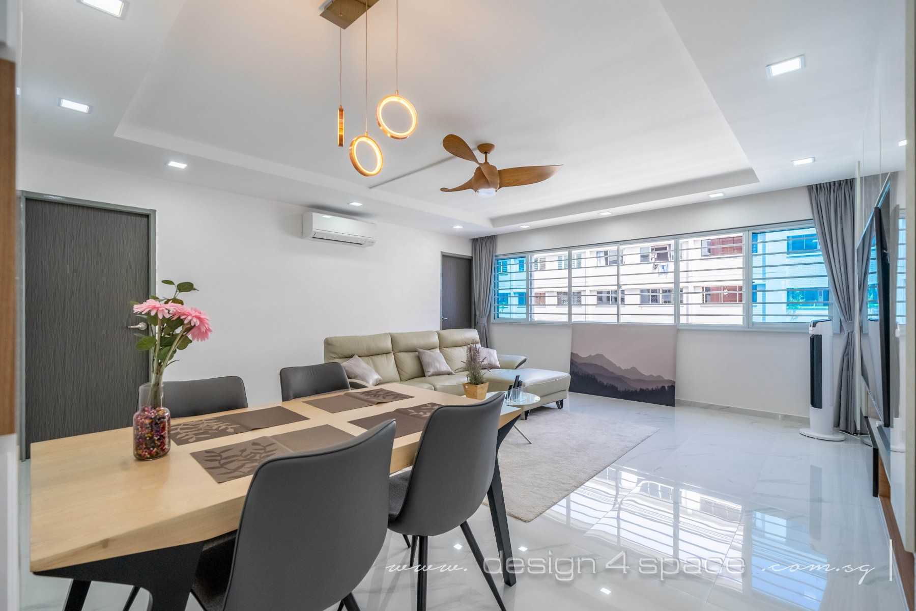 Modern Living Room with Homogeneous Tiles and Sofa