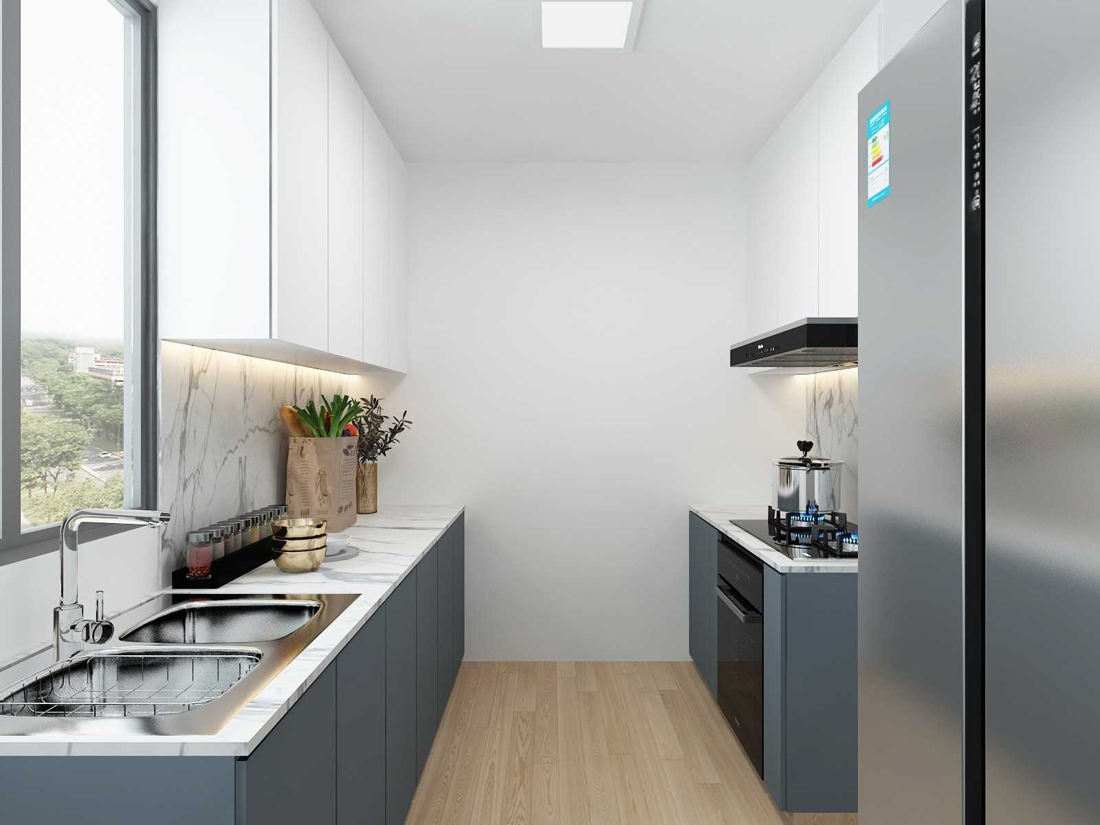 Minimalist Kitchen with Countertop and Vinyl Flooring