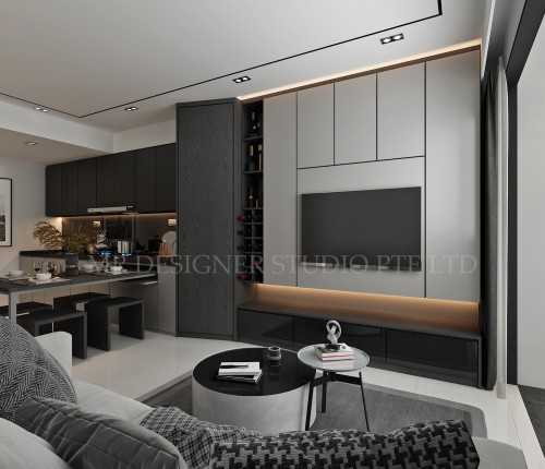 Contemporary Living Room at urban oasis condo