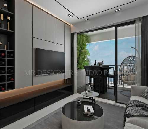 Contemporary Living Room at urban oasis condo