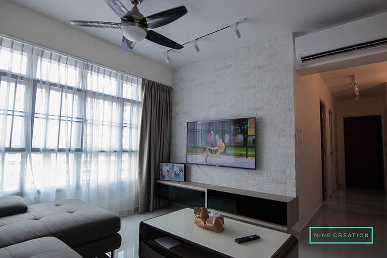 Modern Living Room with TV Console and Feature Wall