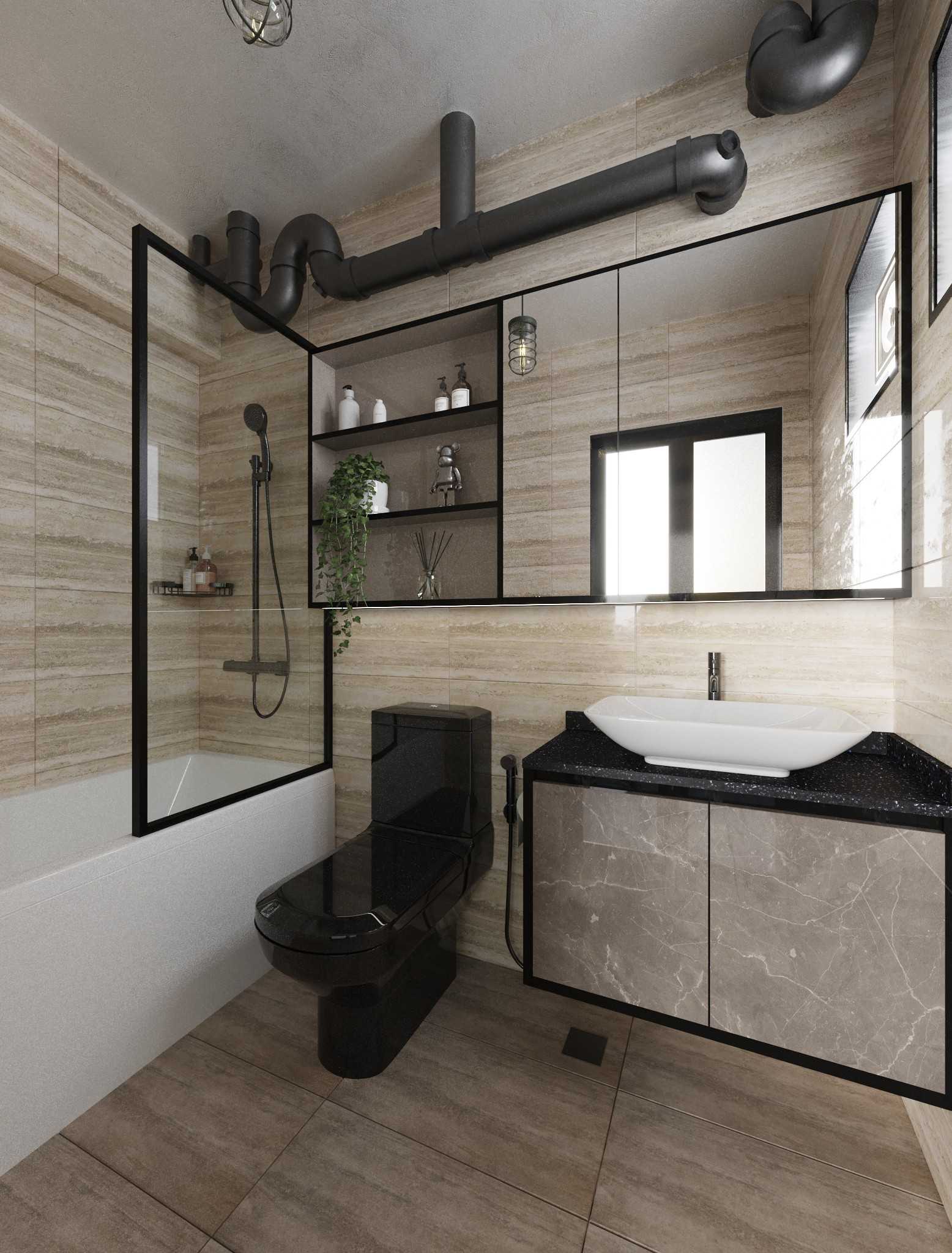 Country Bathroom with Countertop and Homogeneous Tiles