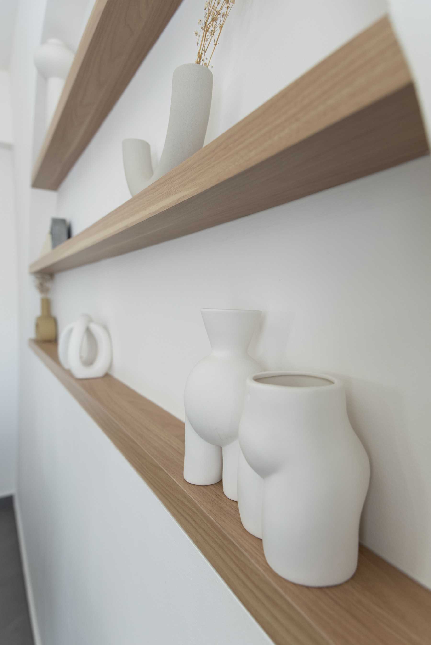 Modern Dining Room with Dining Table and Wall Shelves