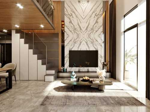 Contemporary Living Room at The Trilinq