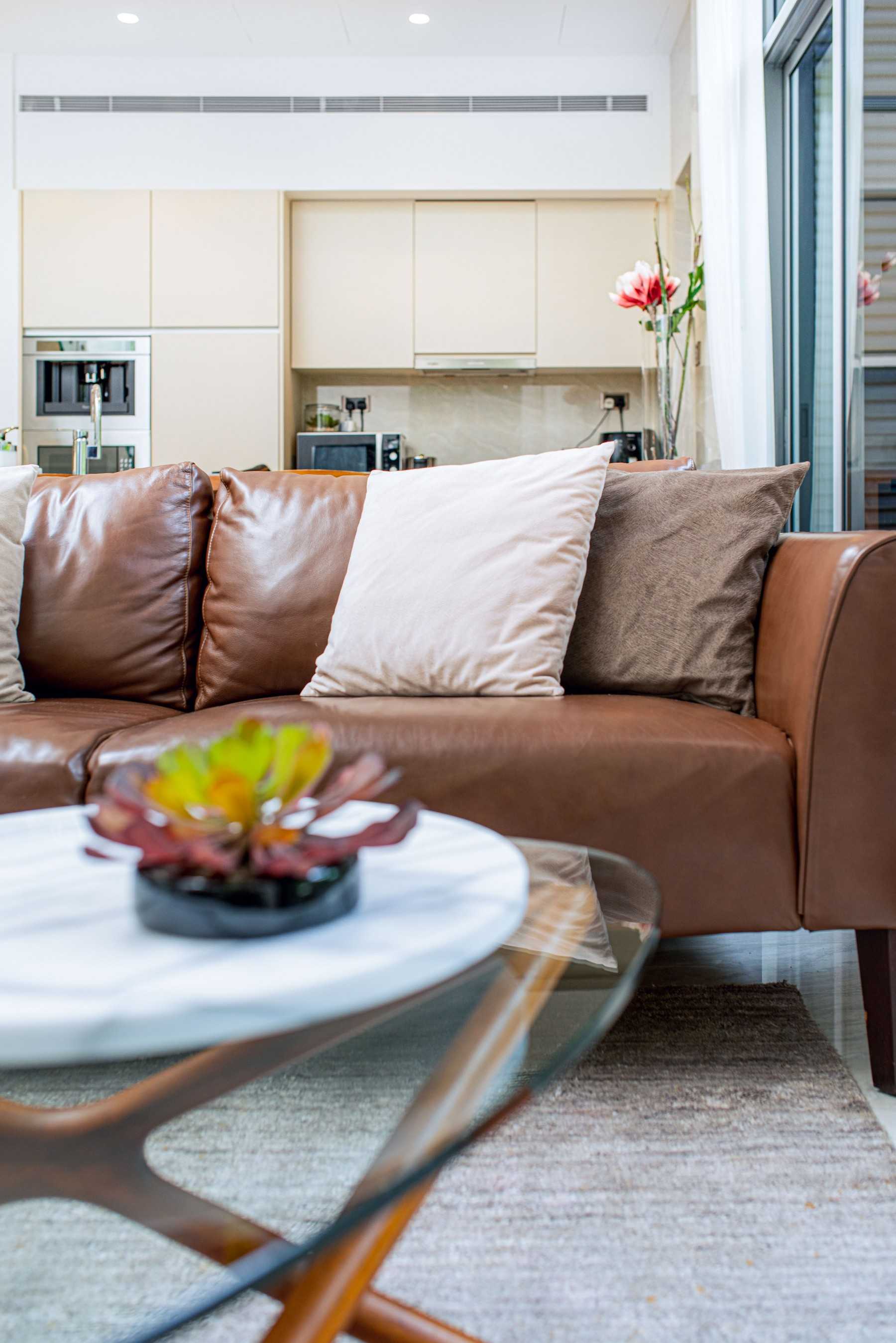 Modern Living Room with Vinyl Flooring and Sofa