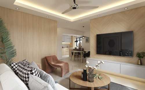 Contemporary Living Room at BTO @ Bukit Batok