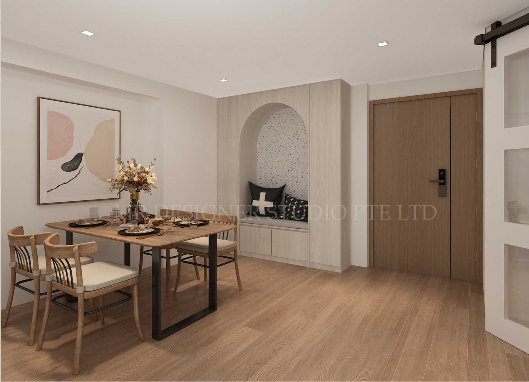 Country Dining Room with Drop Light and Dining Table