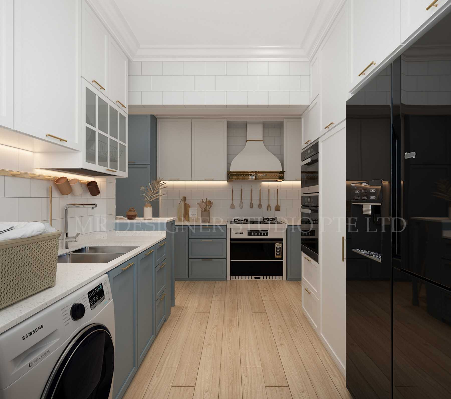 Country Kitchen with Countertop and Homogeneous Tiles