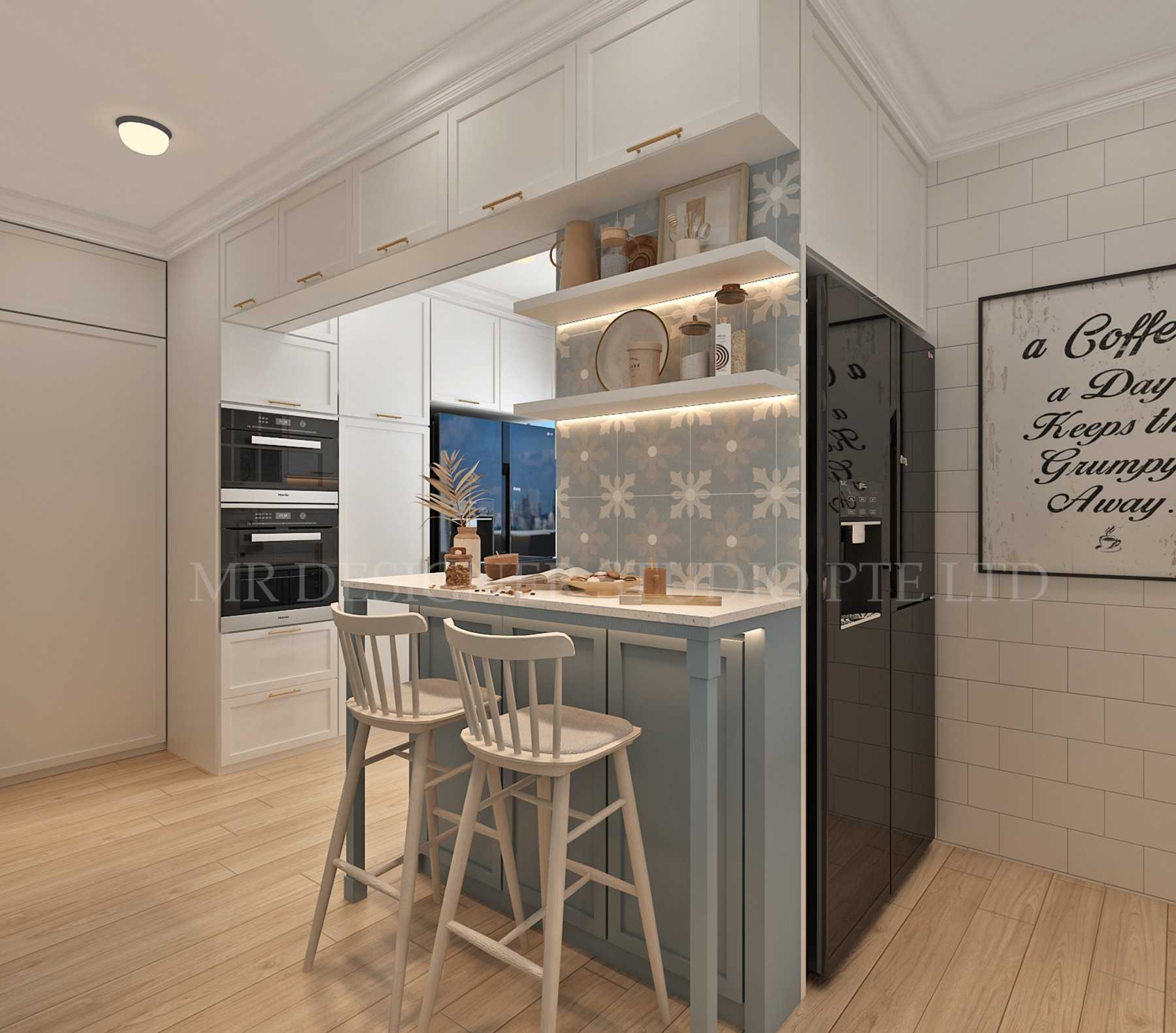 Country Kitchen with Countertop and Homogeneous Tiles