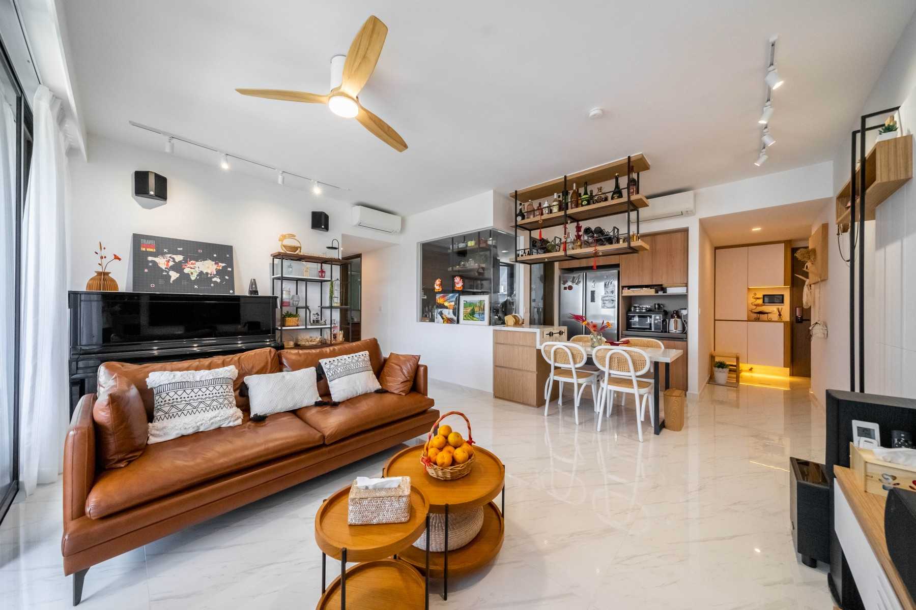 Modern Living Room with TV Console and Feature Wall