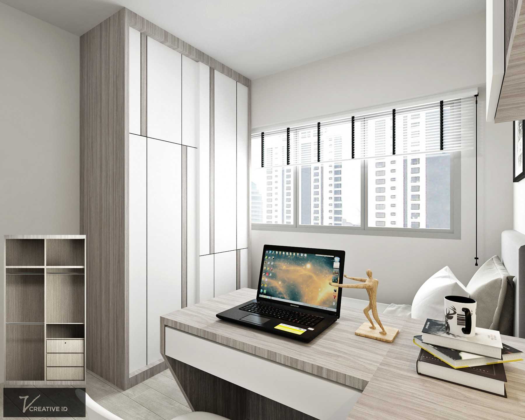 Contemporary Bedroom with Vinyl Flooring and Closet