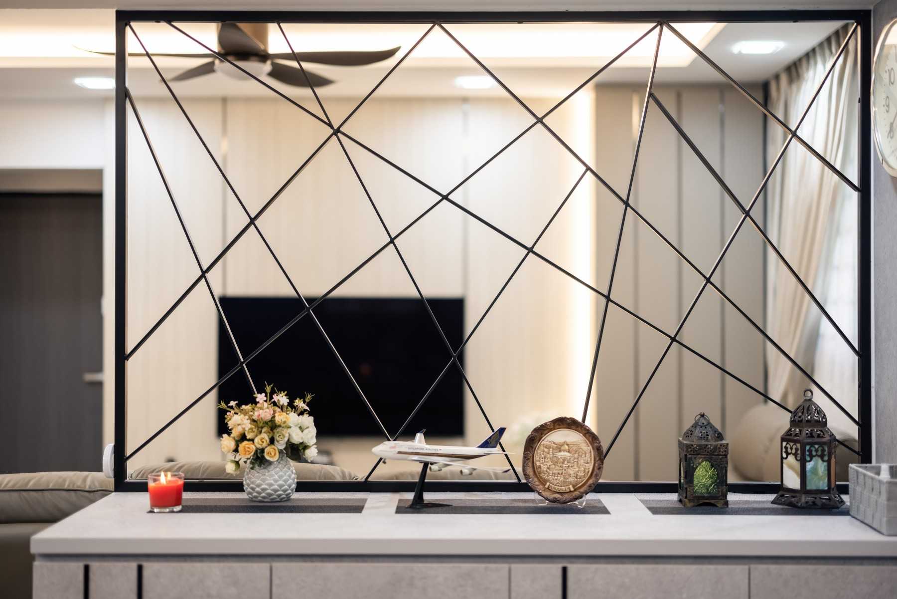 Scandinavian Living Room with Feature Wall and Cove Lighting