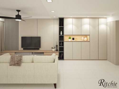 Minimalist Living Room at Punggol Walk