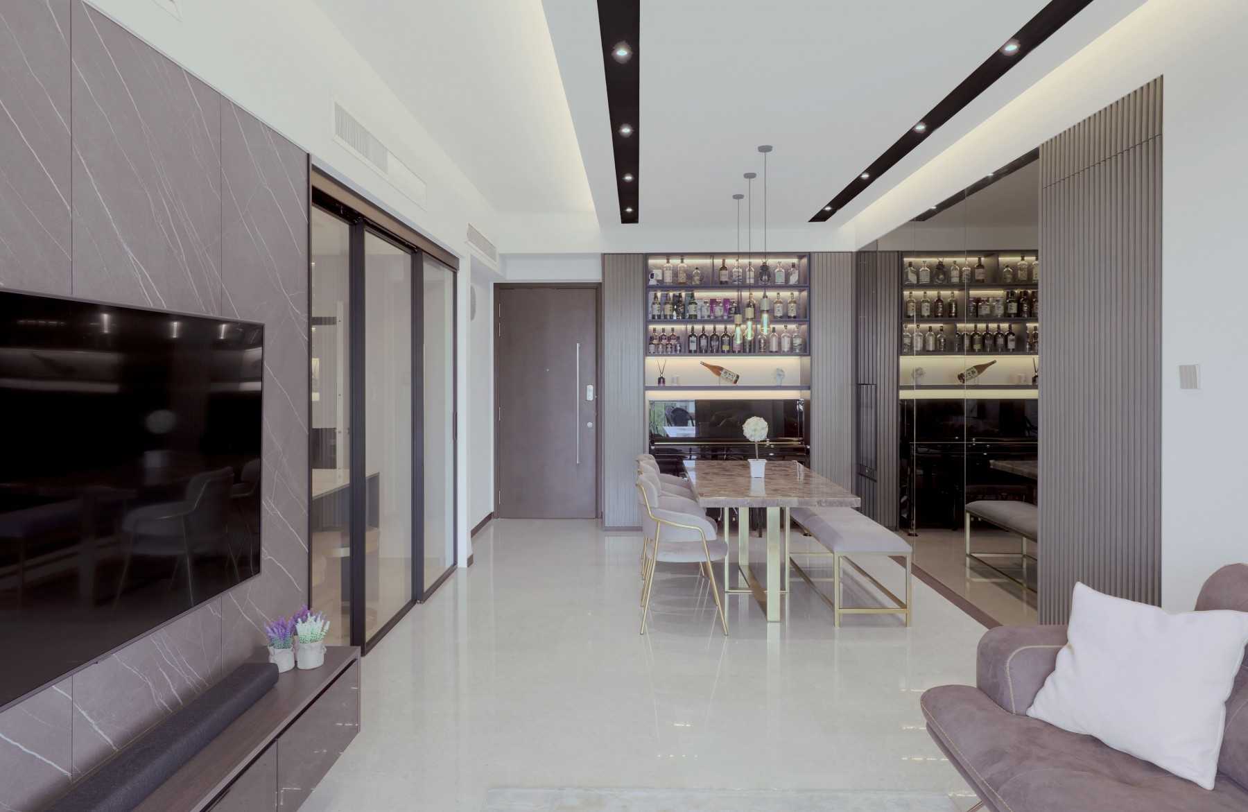 Modern Living Room with TV Console and Feature Wall
