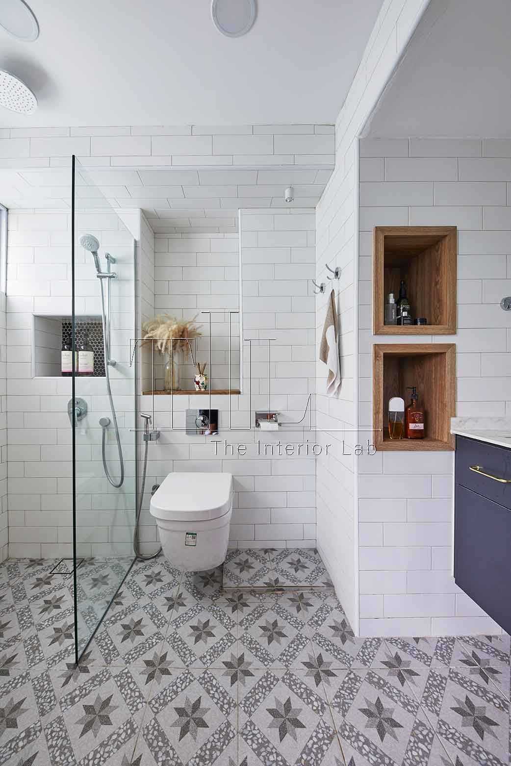 Country Bathroom with Countertop and Shower Screen