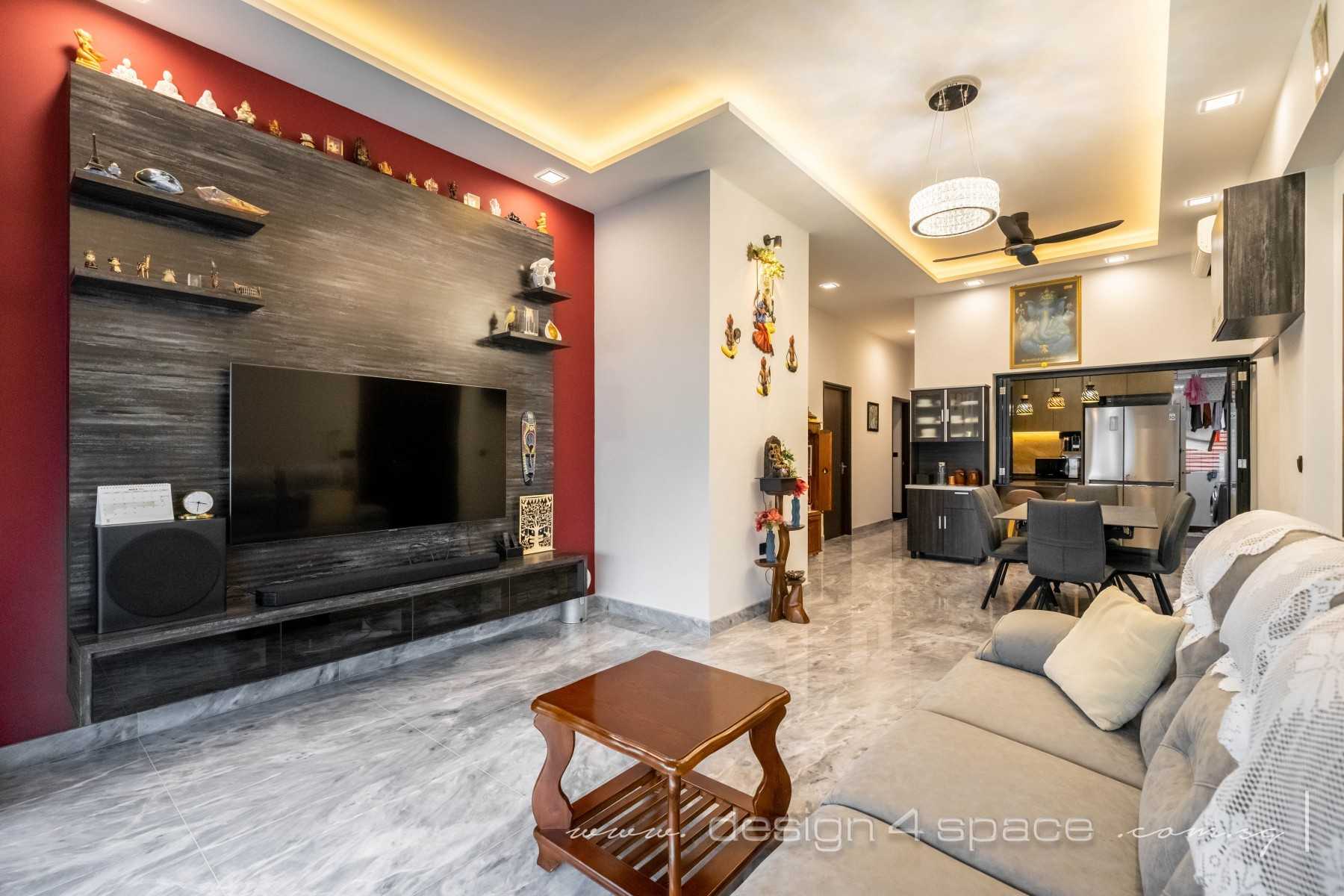 Contemporary Living Room with Feature Wall and Sofa