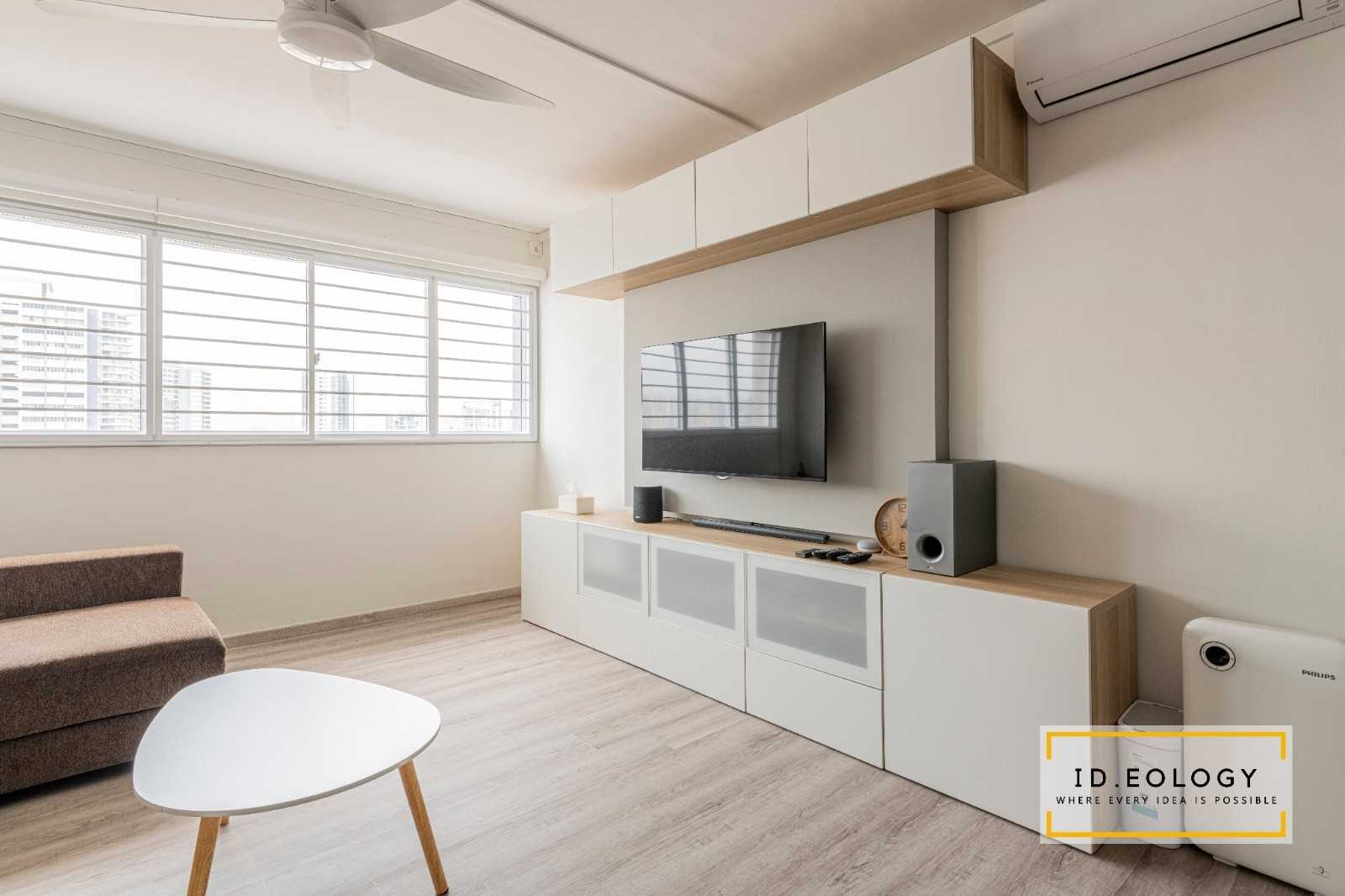 Scandinavian Living Room with Homogeneous Tiles and Granite Floor
