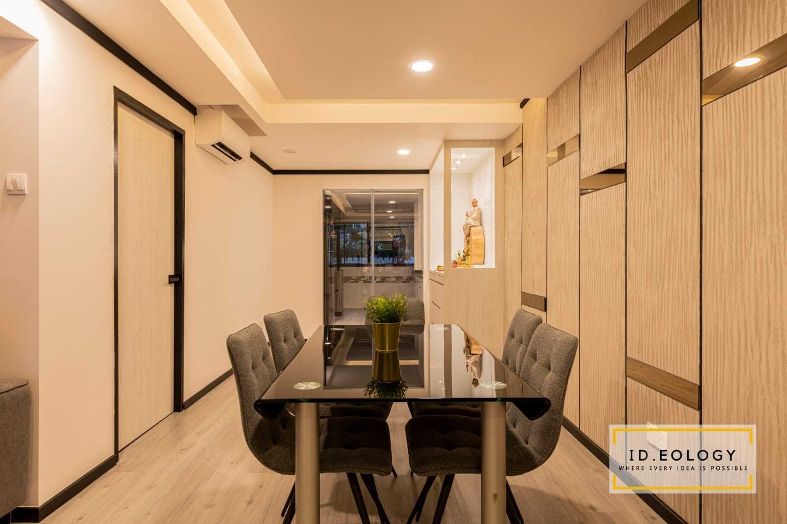 Contemporary Dining Room with Seating Bench and Tableware