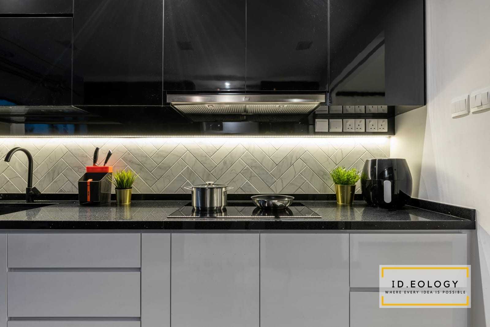 Contemporary Kitchen with Kitchen Window and Mosaic
