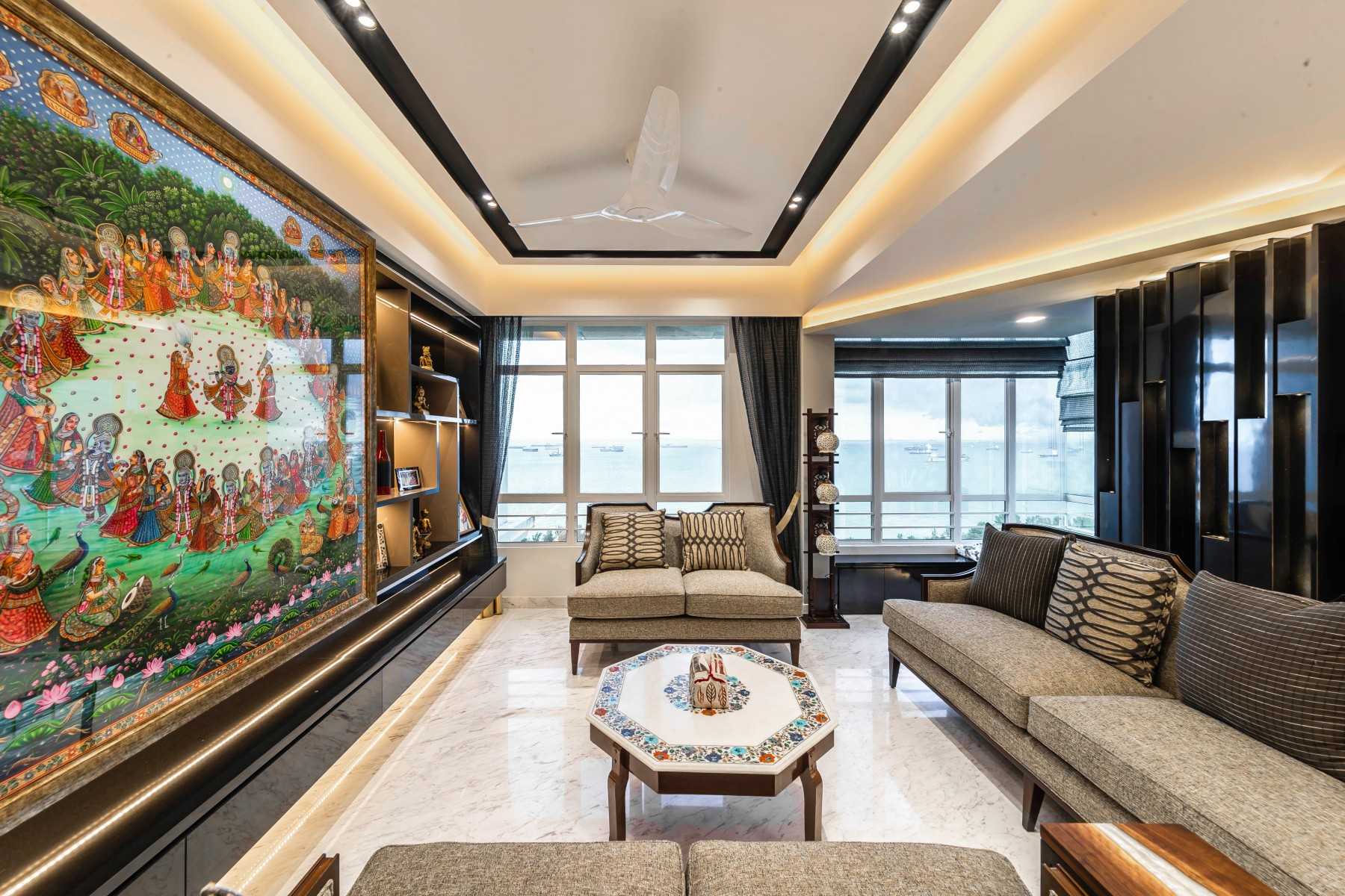 Modern Living Room with Feature Wall and Cove Lighting