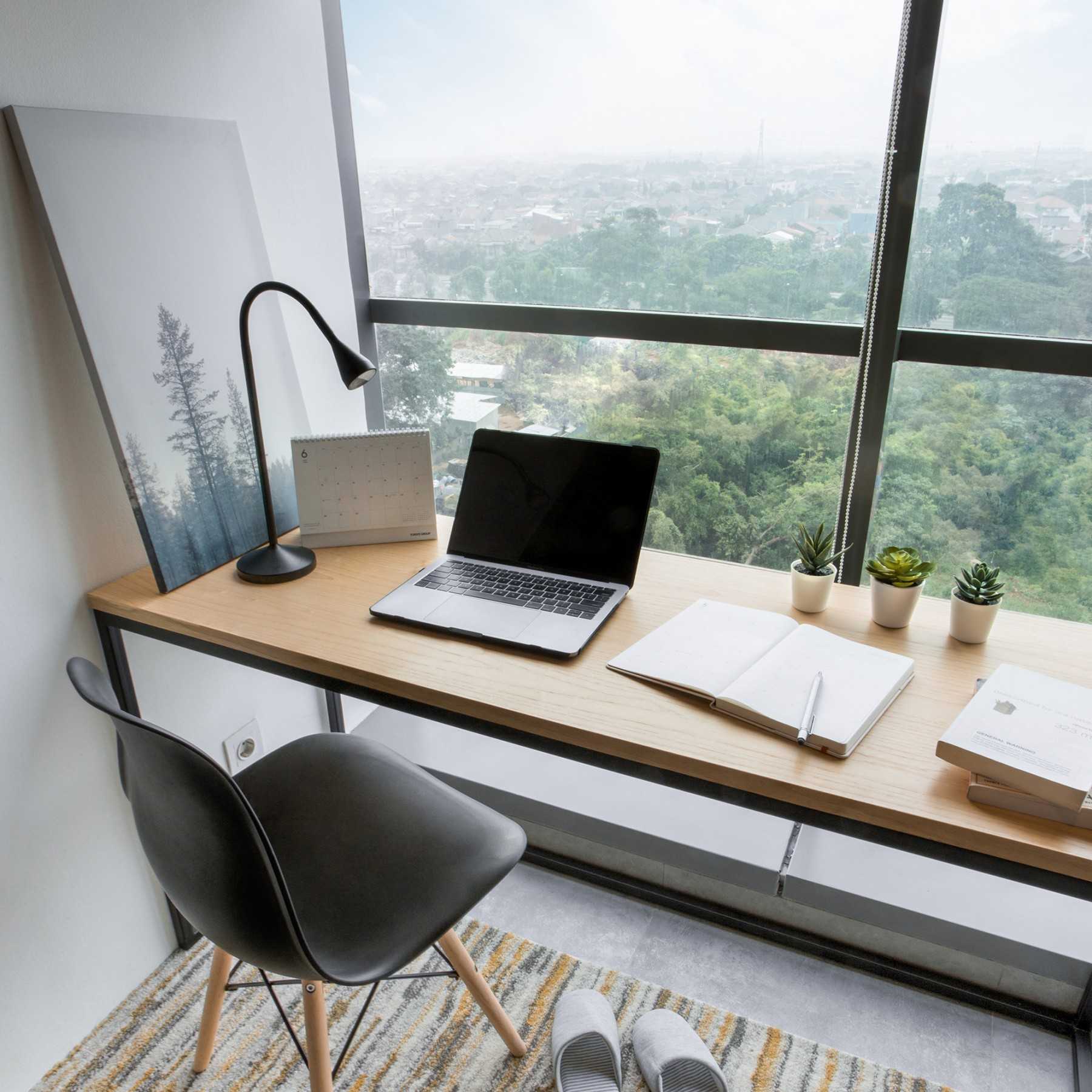 Industrial Bedroom with Desk and Desk Chairs