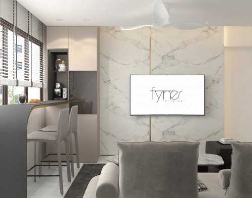 Modern Living Room at Illustration Drawings for a 5rm resale HDB apt @ Bishan