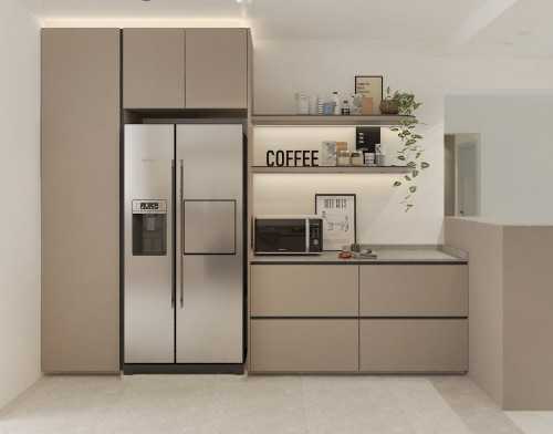 Modern Kitchen at Illustration Drawings for a 5rm resale HDB apt @ Bishan