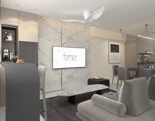 Modern Living Room at Illustration Drawings for a 5rm resale HDB apt @ Bishan