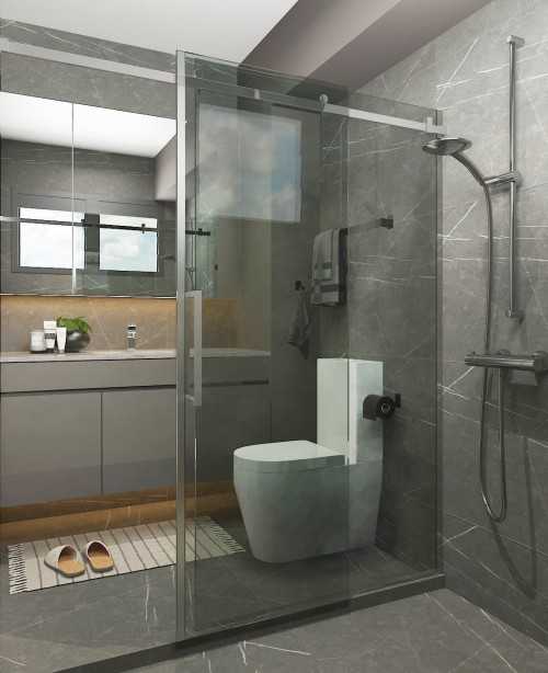 Modern Bathroom at Illustration Drawings for a 5rm resale HDB apt @ Bishan