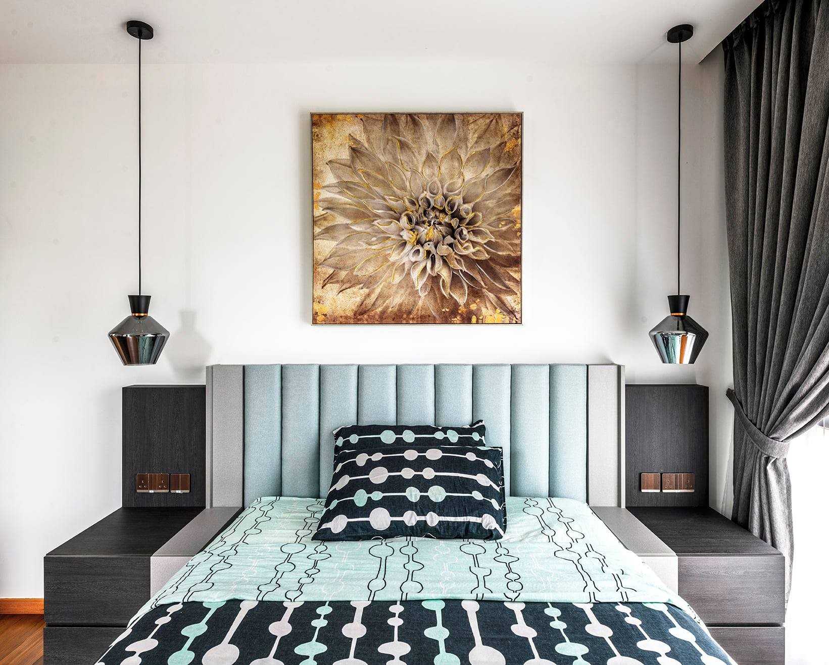 Contemporary Bedroom with Drop Light and Drop Ceiling