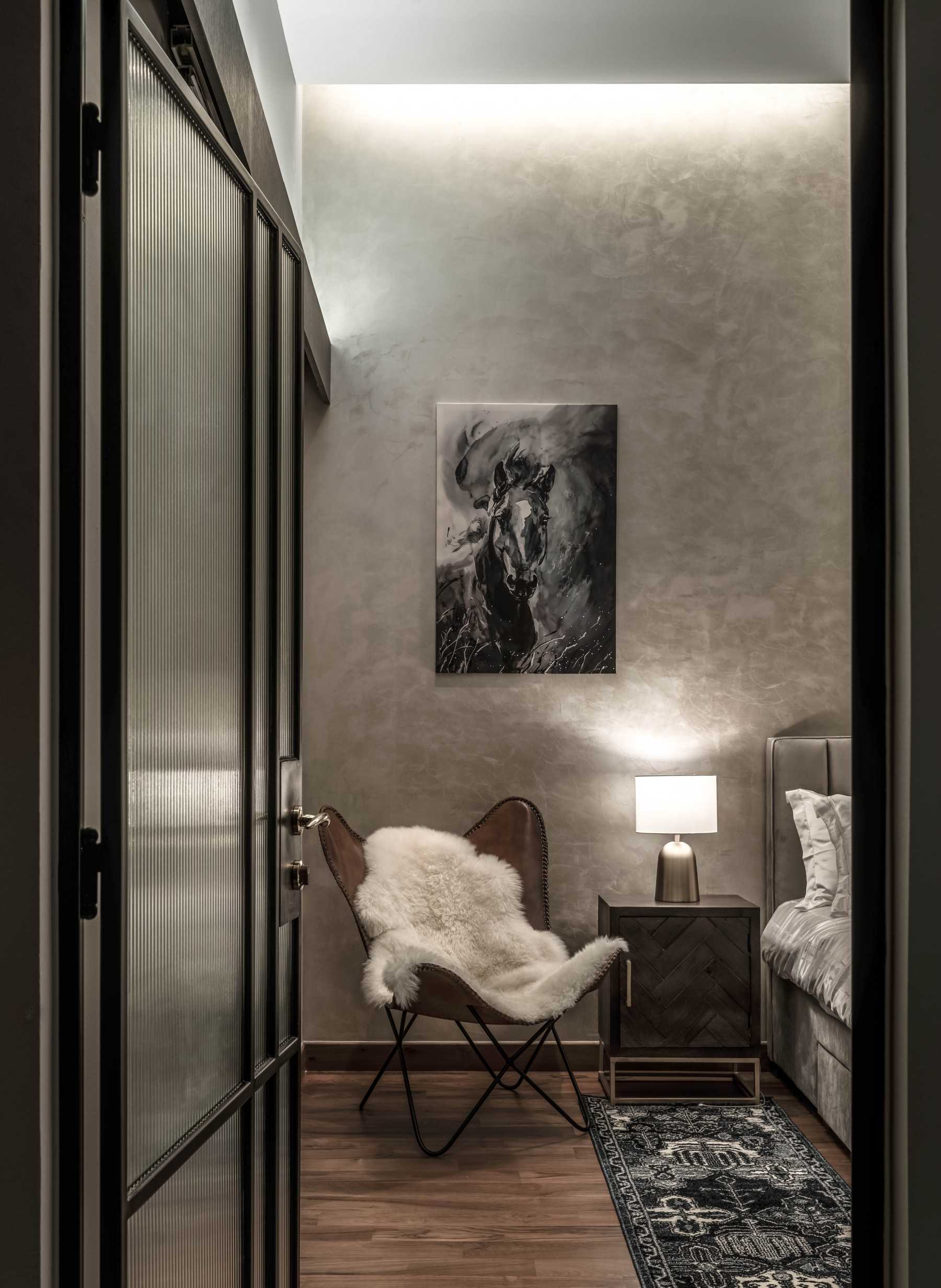 Contemporary Bedroom with Bedside Table and Lamps