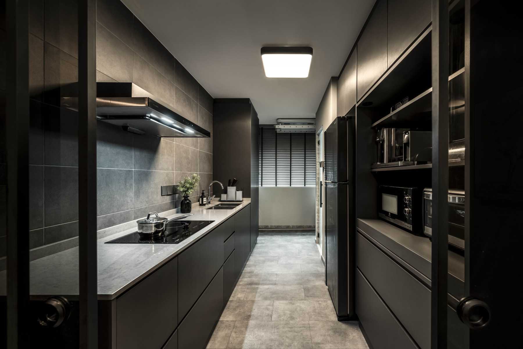 Modern Kitchen with Countertop and Refrigerator