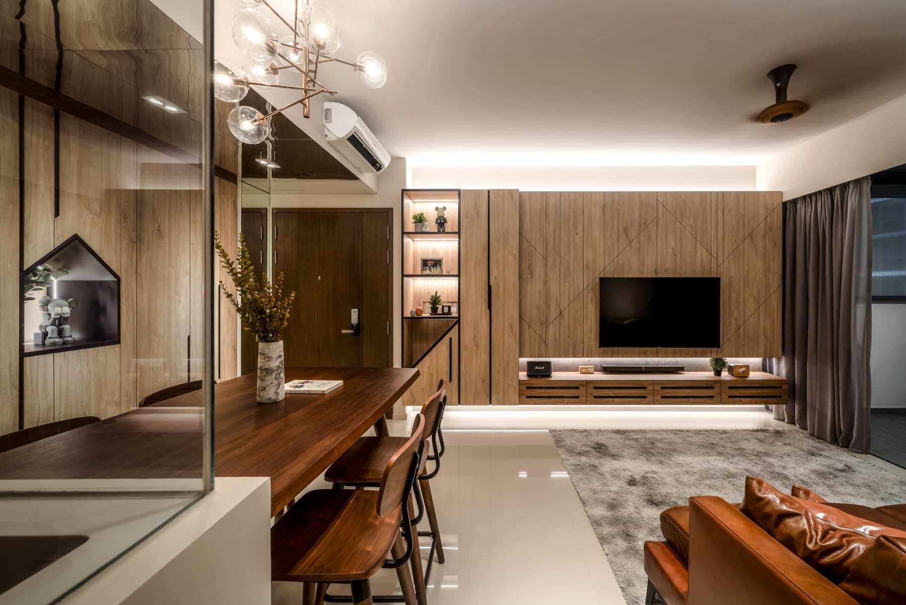 Scandinavian Living Room with TV Console and Sofa