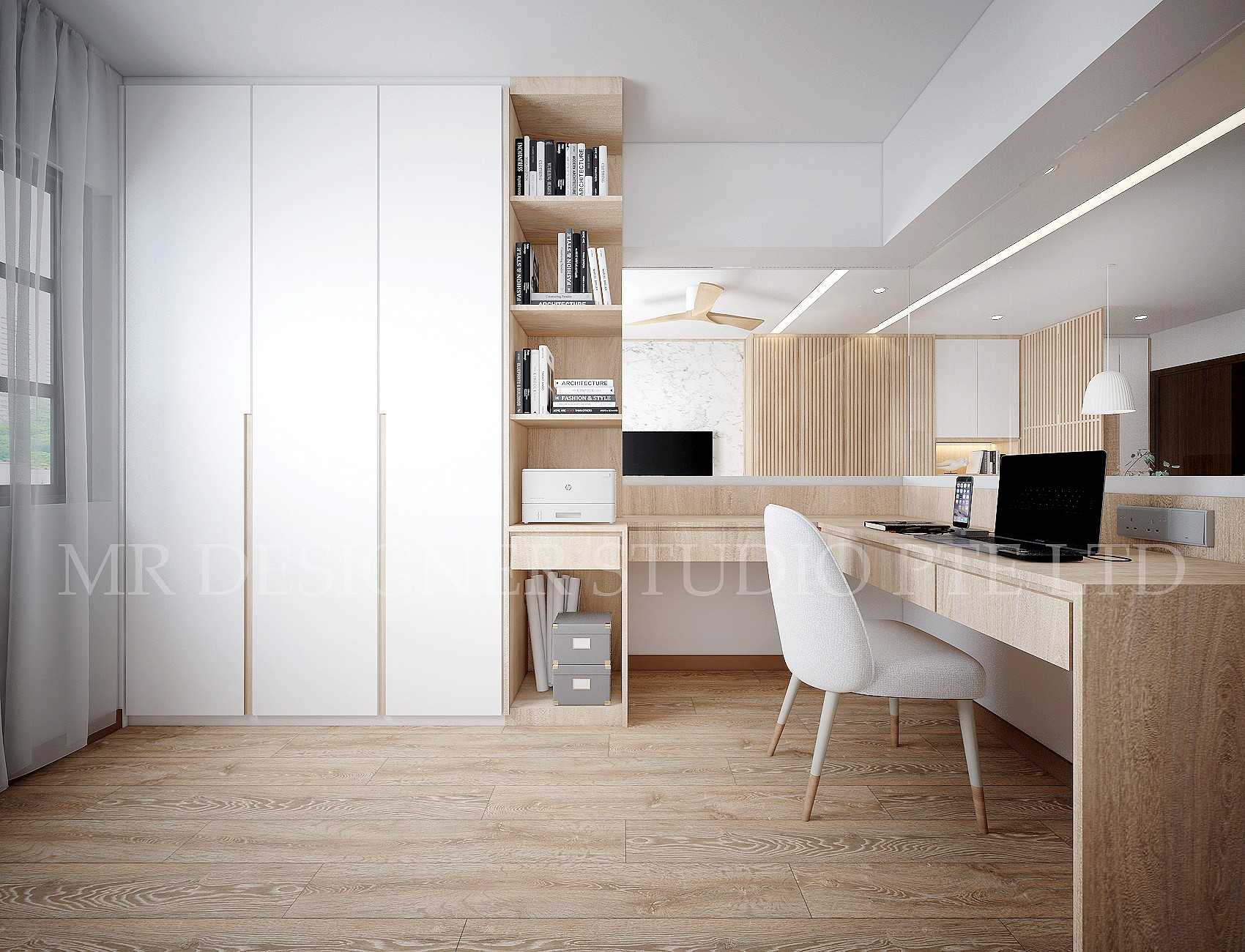 Contemporary Study with Bookshelf and Cove Lighting