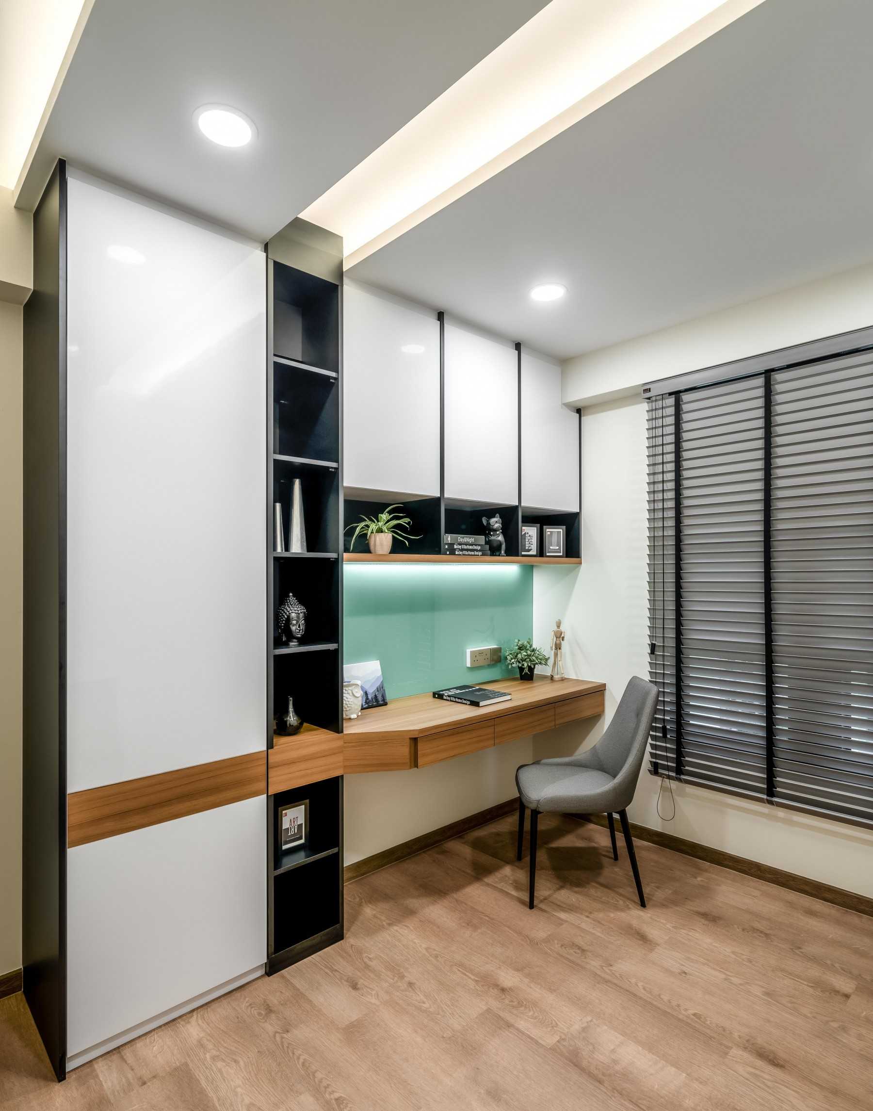 Modern Workstation with Desk and Storage Cabinets