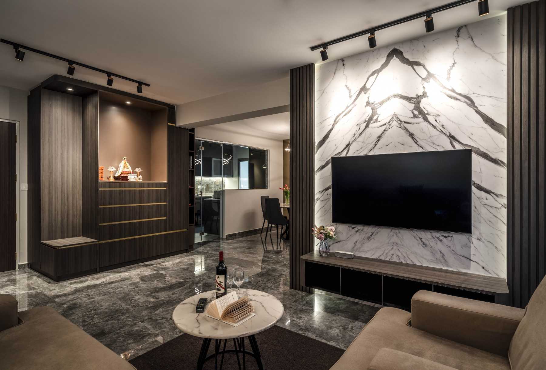 Contemporary Living Room with TV Console and Sofa