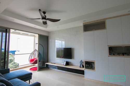 Modern Living Room at 9 Pasir Ris Rise, Sea Horizon Condo