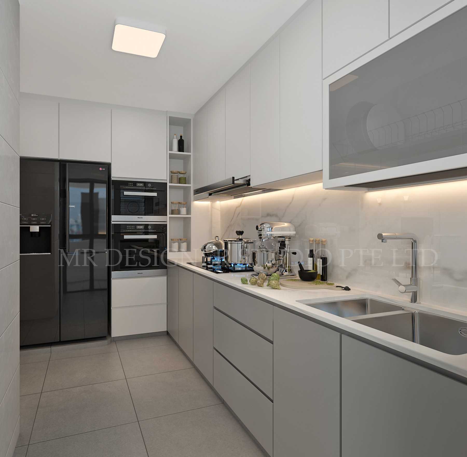 Contemporary Kitchen with Countertop and Homogeneous Tiles