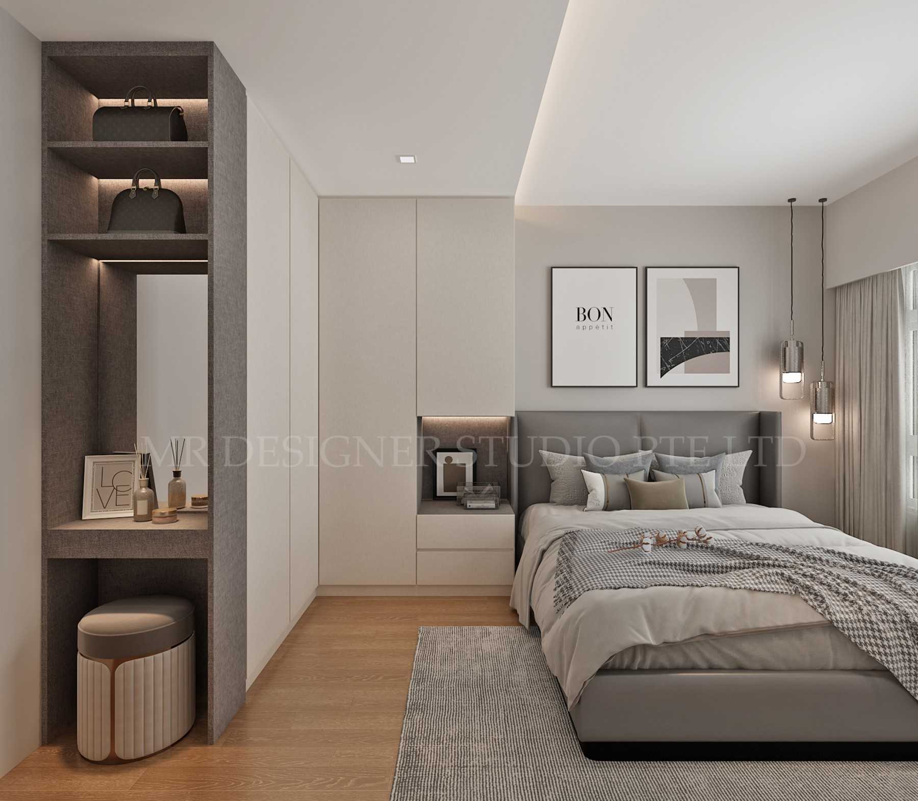 Contemporary Bedroom with Vinyl Flooring and Cove Lighting