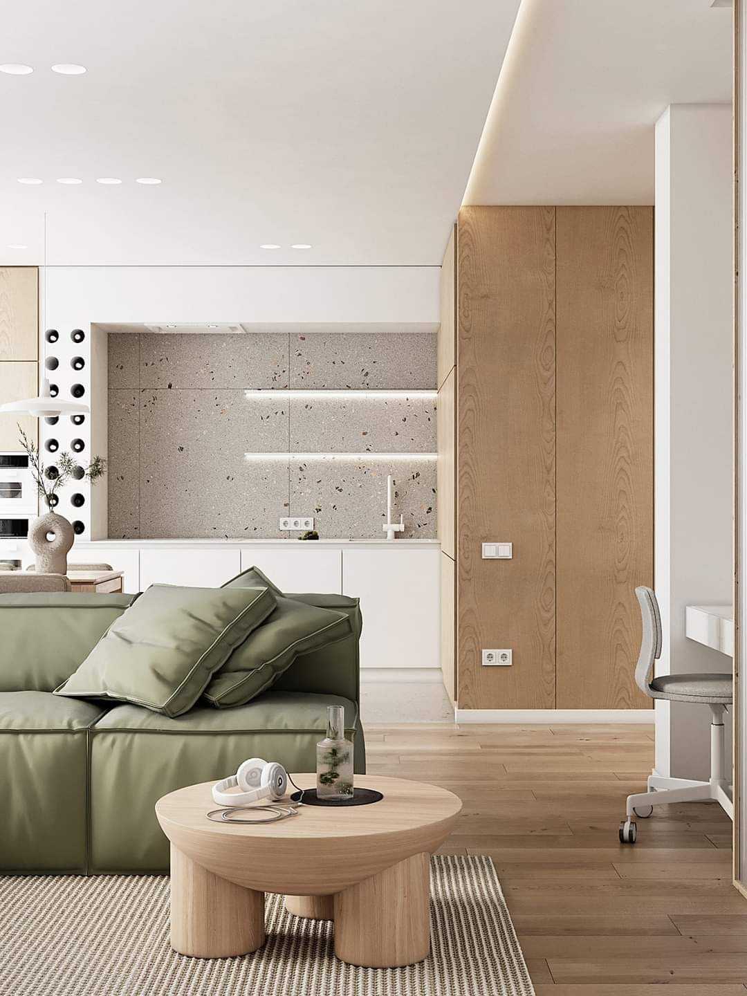 Contemporary Study with Vinyl Flooring and Breakfast Counter